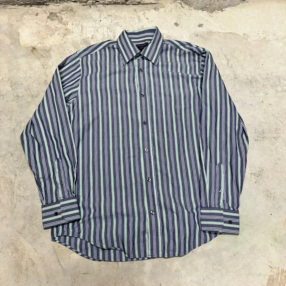 Banana Republic Men Dress Shirt Large 16-16 1/2 Original Fit Striped Long Sleeve